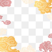 Oriental png frame background, cloud Chinese gold transparent clipart