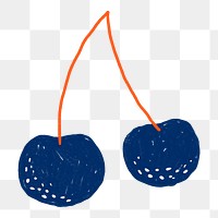 Black cherry PNG fruit doodle sticker