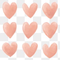 Heart PNG watercolor sticker set, cute love illustration