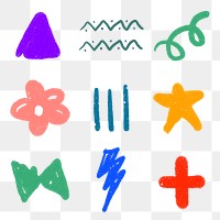 PNG cute doodle sticker set