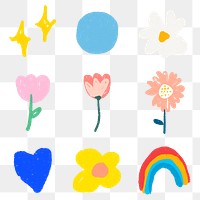 PNG cute doodle sticker set