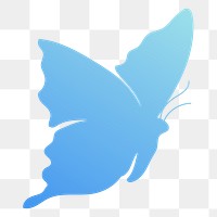 Butterfly png sticker, blue aesthetic gradient flat clipart