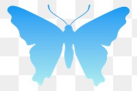 Butterfly png sticker, blue beautiful gradient flat clipart