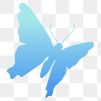 Butterfly png sticker, blue beautiful gradient flat clipart