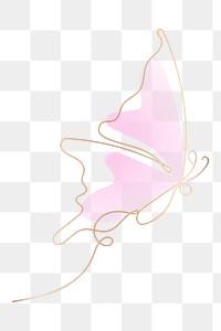 Butterfly png sticker, pink aesthetic gradient line art clipart