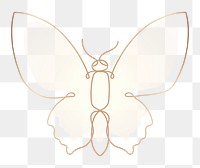 Butterfly png sticker, beige beautiful gradient line art clipart