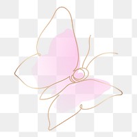 Butterfly png sticker, pink aesthetic gradient line art clipart