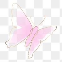 Butterfly png sticker, pink aesthetic gradient line art clipart