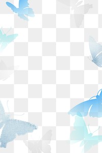 Blue butterfly png frame, aesthetic animal design