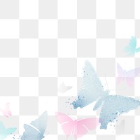 Blue butterfly png sticker border, beautiful animal illustration