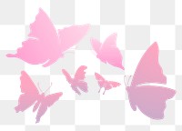 Butterfly png sticker, pink aesthetic gradient flat clipart