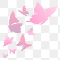 Butterfly png sticker, pink beautiful gradient flat clipart