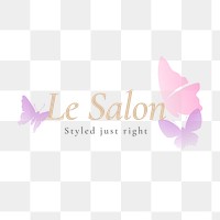 Butterfly png logo, beauty salon business, pastel aesthetic design with slogan