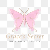 Grace’s Secret png butterfly logo, salon business, creative design with slogan