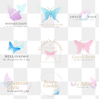 Butterfly png logo, beauty salon business, pastel beautiful design with slogan