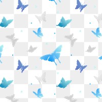 Butterfly png pattern, transparent background pastel blue animal illustration