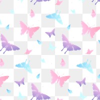 Butterfly png pattern, transparent background pastel purple animal illustration