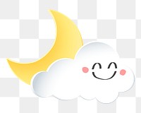 Cloud png moon sticker collage, 3d transparent clipart