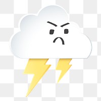 Cloud png angry sticker collage, 3d transparent clipart