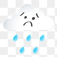 Cloud png sad sticker collage, 3d transparent clipart