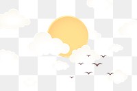 Clouds png sun & birds with transparent background, 3d collage element