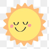 Sun png flat smiling sticker collage, cute weather transparent clipart