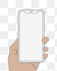 Smartphone png, held by hand sticker, clipart illustration