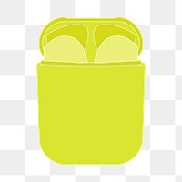 AirPods png sticker, green case, entertainment device illustration