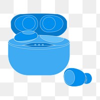 Wireless earbuds png outline png, blue case, entertainment device illustration