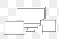 Digital device outline png sticker, white digital device illustration