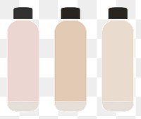 Beige water bottle on png flat design sticker, zero waste container illustration set