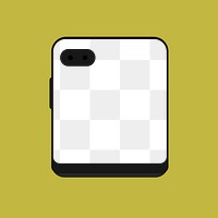 Foldable phone png, transparent rear view mockup, digital device illustration