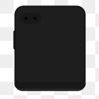 Black foldable phone png, rear camera, flip phone illustration