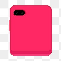 Pink foldable phone png, rear camera, flip phone illustration