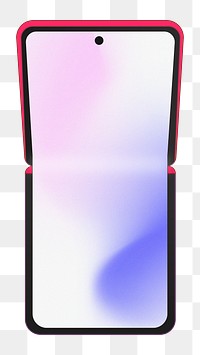 Pink foldable phone png, blank black screen, flip phone illustration