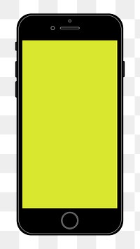 Black iPhone png sticker, blank green screen, clipart illustration