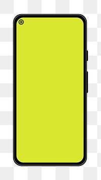 Black smartphone png sticker, blank green screen, clipart illustration