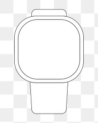 Smartwatch outline png, health tracker device illustration