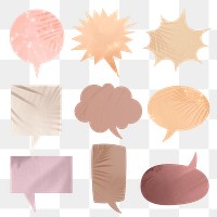 PNG Speech bubble sticker set, aesthetic shadows