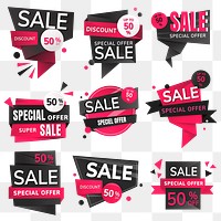 Sale png badge sticker, transparent shopping clipart set