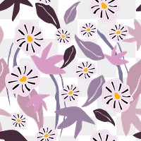 Flower png seamless pattern, transparent background