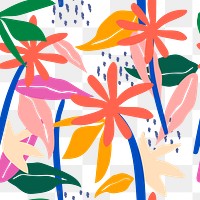 Tropical png seamless pattern, transparent background