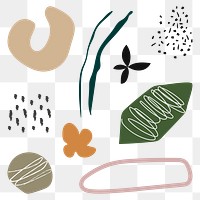 Abstract memphis png sticker, collage element set