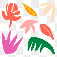 Funky leaf png sticker, abstract collage element set