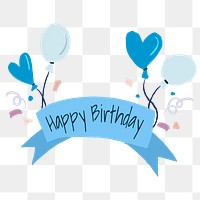 Happy birthday PNG sticker, label and balloons