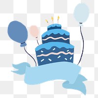 Birthday cake sticker png, cute party illustration 