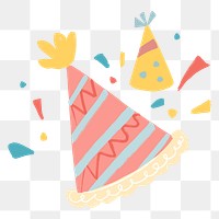 Party hat PNG clipart, red and yellow, decoration confetti