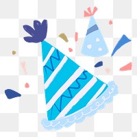 Party hat PNG blue clipart decoration confetti