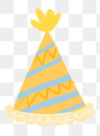 Party hat PNG sticker, yellow stripes design