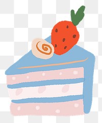 Strawberry cake PNG clipart, blue pastel dessert icon